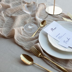 Beige Wedding Cheesecloth table runner Sand ceremony Linen color Natural color Rustic wedding arbor decor Wedding arch tape centerpiece