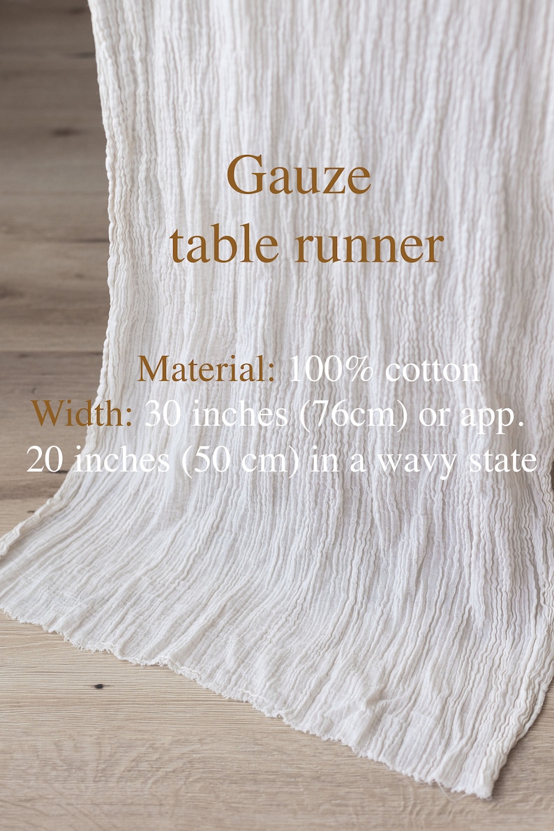 Boho Table Runner for Arch Decor and Tabletop Event Decor Hand-Dyed Cheesecloth Table Runner Fall Weddings DOUBLE GAUZE Cheesecloth wrap image 3