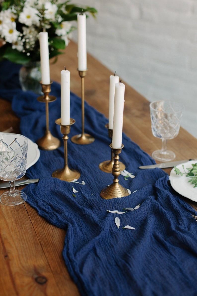 Navy blue wedding Centerpieces Gauze Runner Cheese cloth