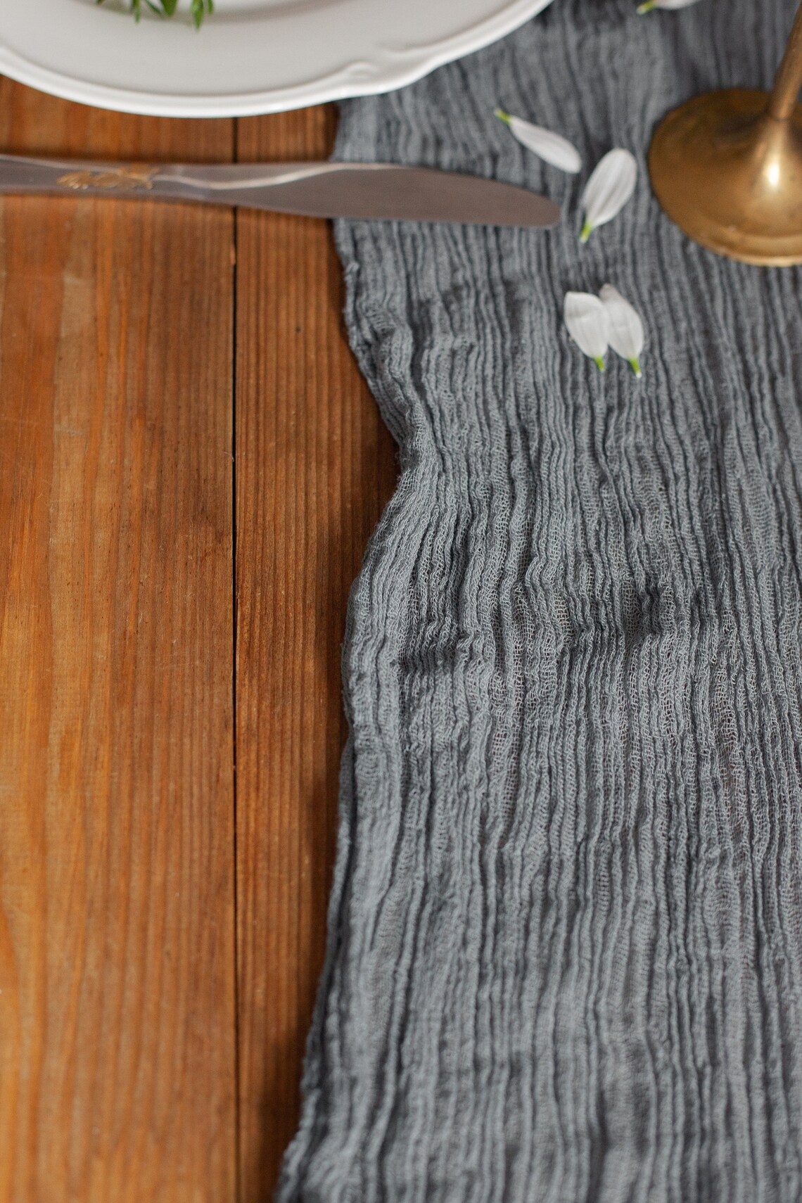 Grey Gauze table runnergrey gauze fabricTable runner for Etsy
