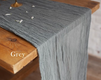 Corredor de mesa de gasa gris, Corredor de mesa para bodas, Decoración de bodas, Corredor de mesa de gasa, Corredor de gasa de color