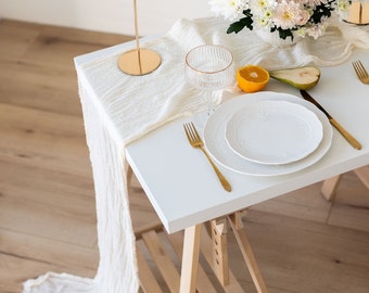 Ivory Cheesecloth Table Runner, Boho Wedding Arch Decor