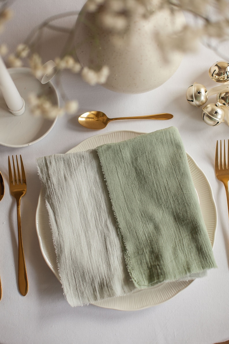 Sage Green Napkin Boho Wedding Cheesecloth Napkins Cotton Etsy