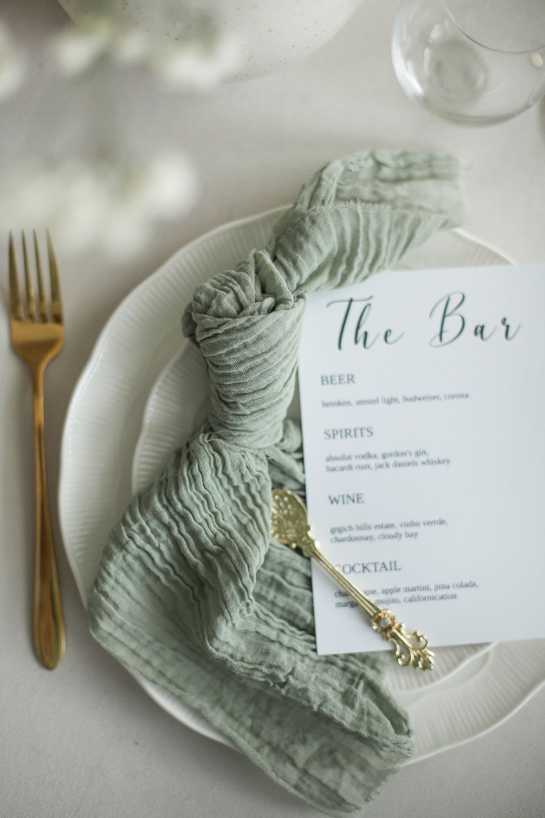 Sage Green Muslin Napkins Rustic Wedding Gauze Napkins Wedding Etsy
