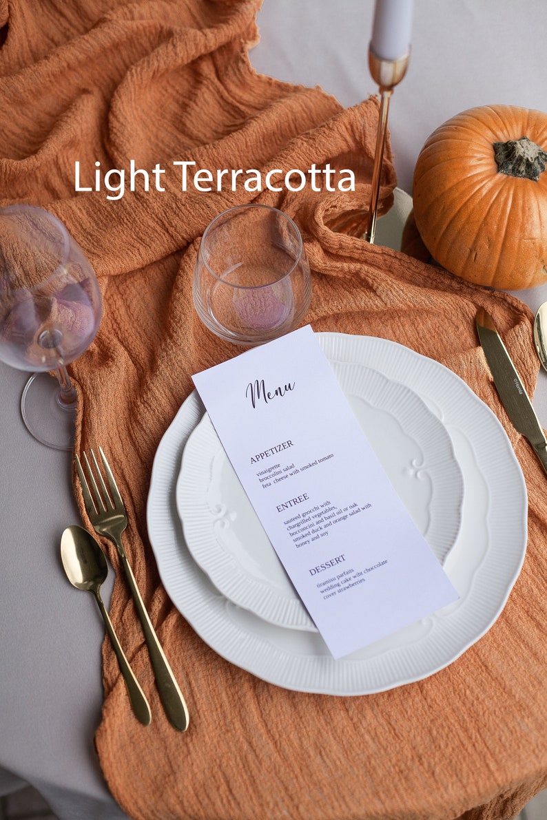 Terracotta Boho Wedding Cheesecloth Table Runner Wedding Arch Etsy