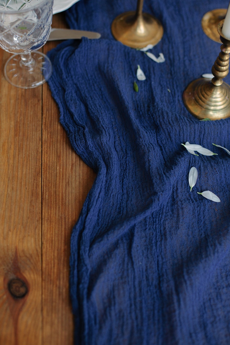 Navy Blue Wedding Centerpieces Gauze Runner Cheese Cloth Table Etsy