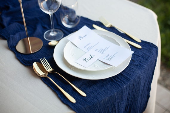 Navy Blue Wedding Centerpieces Gauze Runner Cheese Cloth Table