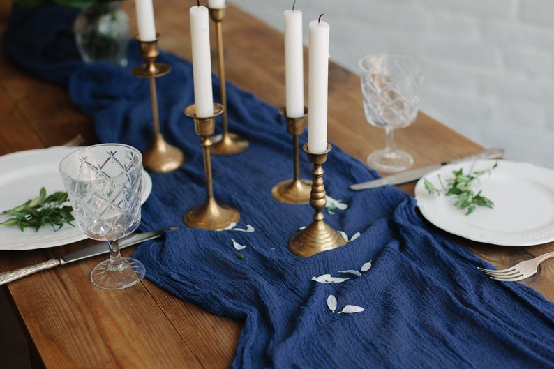 Navy Blue Wedding Centerpieces Gauze Runner Cheese Cloth Table Etsy