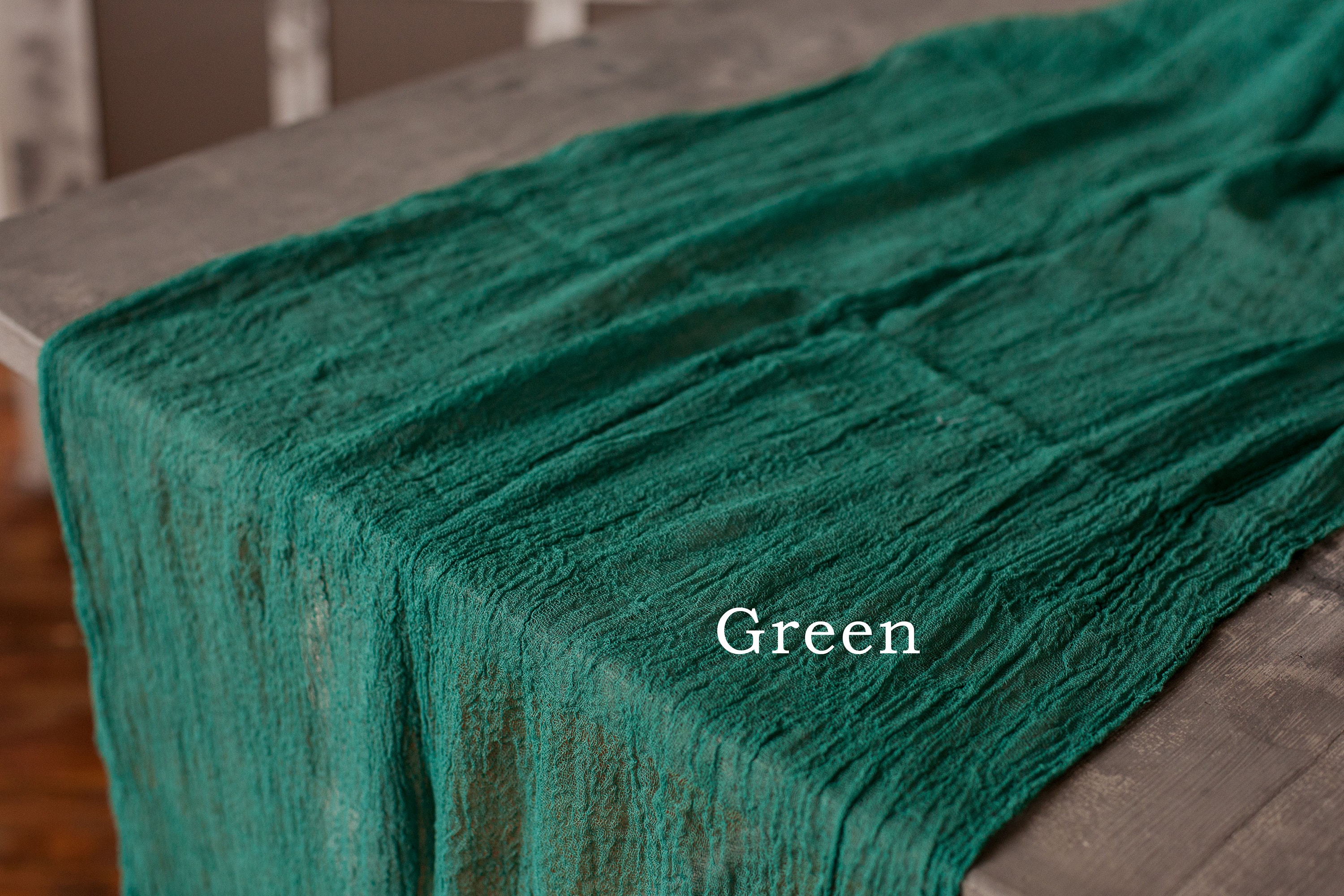 Green Table Runner Boho Wedding Cheesecloth Table Runner. Etsy UK