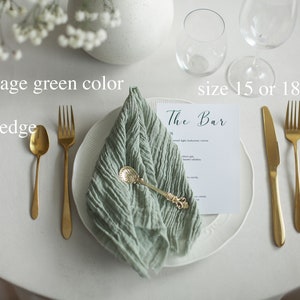 Sage Green Muslin napkins Rustic wedding gauze napkins Wedding napkins farm wedding table linens Napkins gauze cotton Boho Wedding napkins image 2