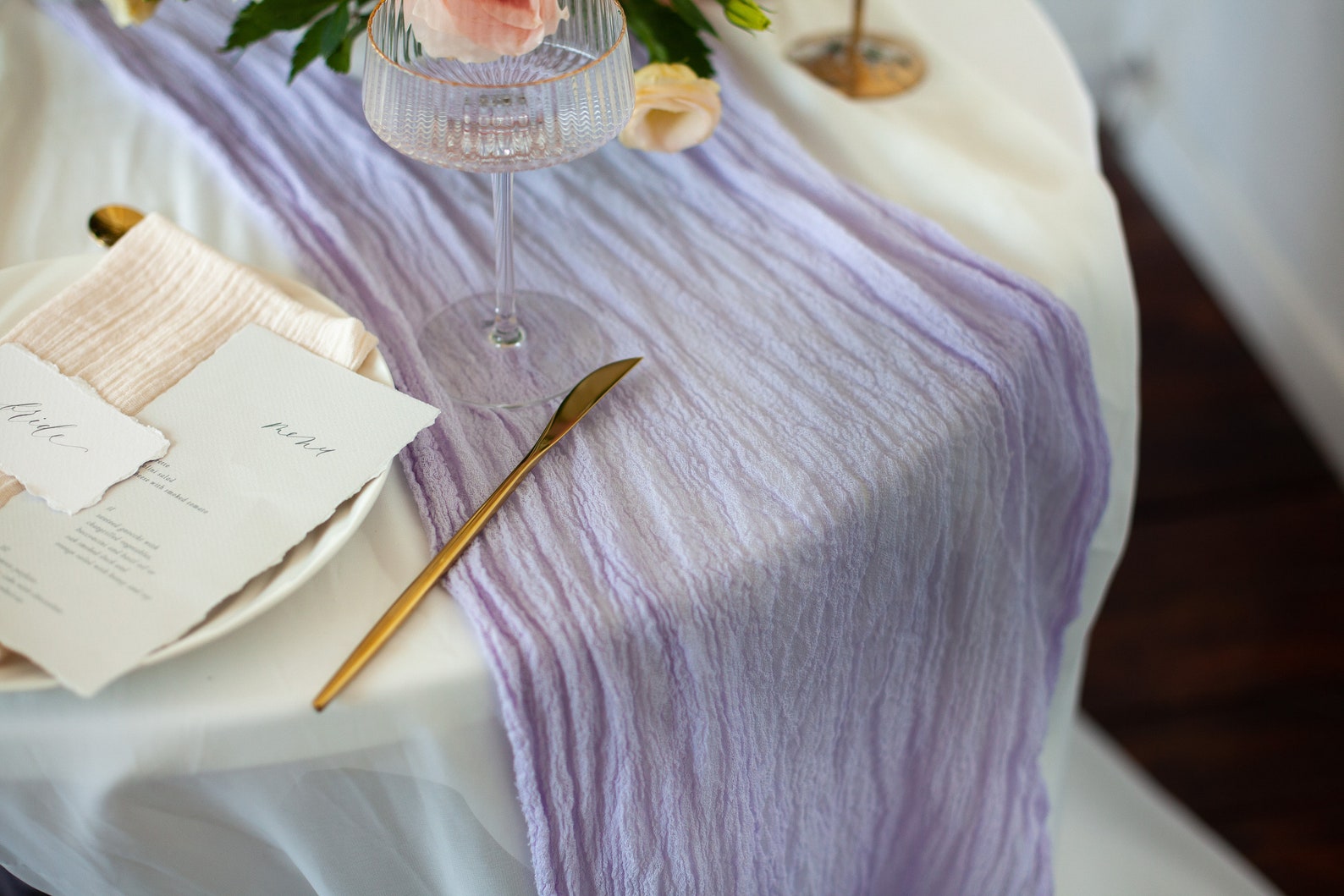 Lavender Wedding Cheesecloth Table Runner Lilac Wedding Arch Etsy