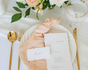 Peach coton Wedding Napkins Wedding  Napkins Raw Edges Cotton Napkins Dinner Table Decoration Cloth dinner