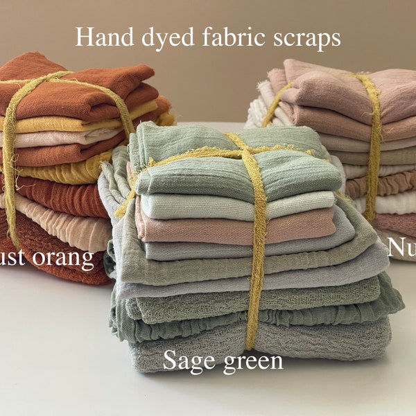 Boho Chic Fabric Scraps Bundle for DIY Projects -  Ideal for Quilts, Dolls, Scrapbooking, Hand Dyed, Cotton and Sari Remnants for Crafters