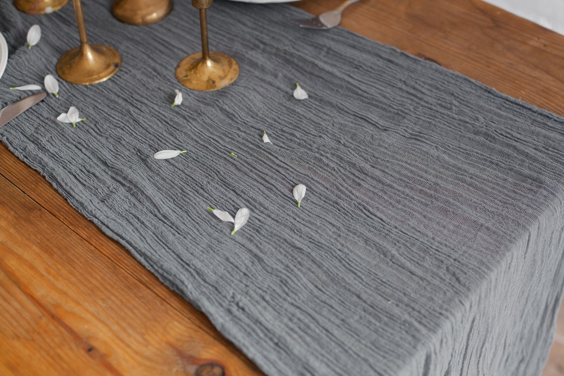 Grey Gauze table runnergrey gauze fabricTable runner for Etsy