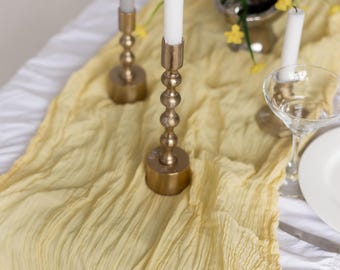 DOUBLE GAUZE Butter yellow Boho Wedding ceremony Rustic wedding arbor decor Cheesecloth table runner arch tape Rustic wedding centerpiece