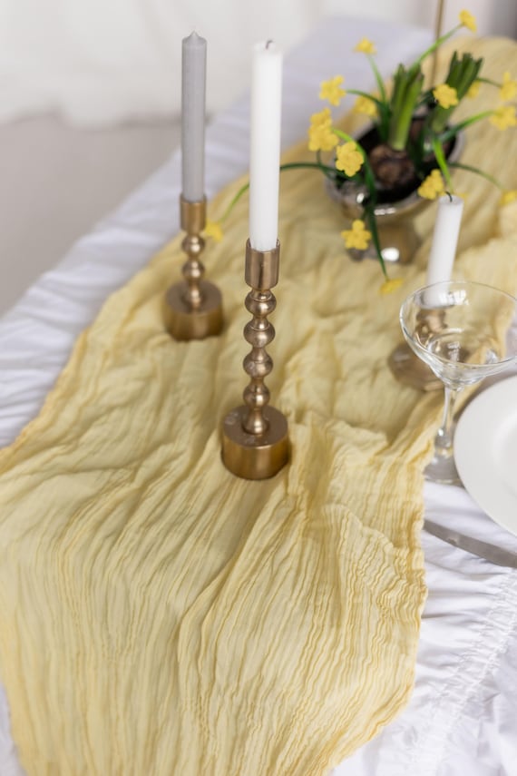 DOUBLE GAUZE Butter yellow Boho Wedding ceremony Rustic wedding arbor decor Cheesecloth table runner arch tape Rustic wedding centerpiece