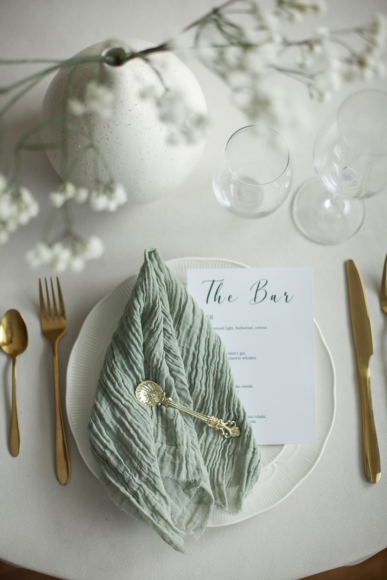 Sage Green Muslin Napkins Rustic Wedding Gauze Napkins Wedding Etsy