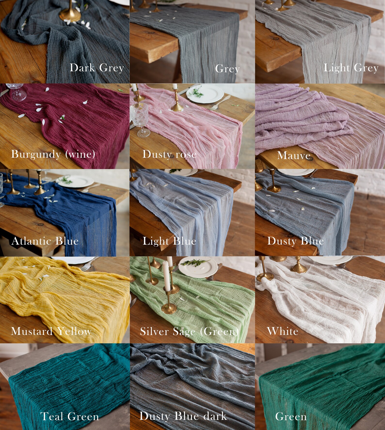 Dusty Blue Dark Boho Wedding Cheesecloth table runner Wedding Etsy