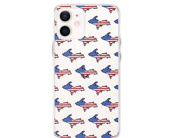 Yooper Michigan USA Flag iPhone® Case | Upper Peninsula MI 906 Patriotic Cell Phone Cover