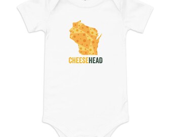 Cheesehead Baby One Piece | Wisconsin Football Toddler Clothing, Cheesehead Fans, Sports, Gifts | Designed by Lifelong Yooper Artist