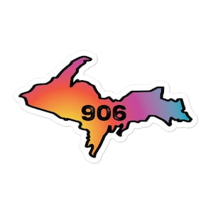Yooper Michigan 906 Decal Sticker: Sunset Gradient Upper Peninsula