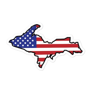 Adesivo patriottico per auto Yooper / Adesivo in vinile con bandiera americana della penisola superiore del Michigan / Adesivo per finestre e laptop UP 906
