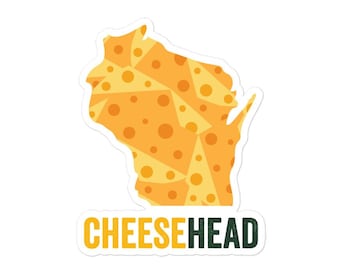 Wisconsin Cheesehead Sticker | WI State Shape Vinyl Decal | Green Bay Packers Fan Gift | Funny Wisconsin Humor