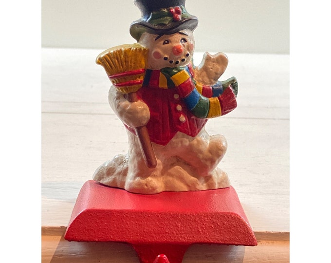 Vintage Midwest Cast Iron Snowman Christmas Stocking Holder Etsy