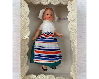 Antique Hertwig German Bisque German Doll 4", Original Box