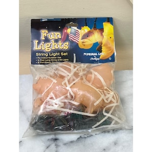 Pack O Piggies Fun Lights String Light Set 12 Ft 10 Plastic Covers Indoor/Outdoor Vintage 2002 Primal Lite By Artline