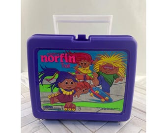 Vintage Troll Co. "Adopt a Norfin Troll" Purple Lunchbox with Thermos!