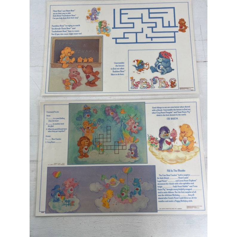 Vintage 2 Rare 1985 Care Bear Cousins Vinyl Placemats 17 quot L X 12 quot H Etsy Vintage 2 Rare 1985 Care Bear Cousins Vinyl Placemats 17 quot L X 12 quot H Etsy