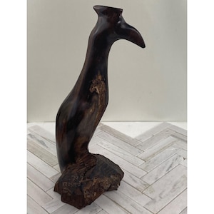 Hand-Carved Vintage Ironwood Bird Sculpture By Rosaito 15 H