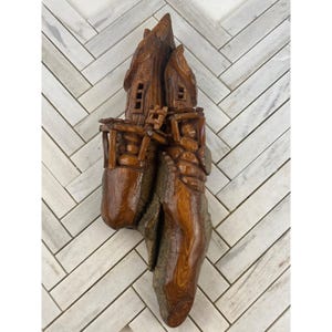 Handcrafted Cottonwood Bark House Carving By DB Carving Folk Art Rustic Cabin Sculpture Wall Decor