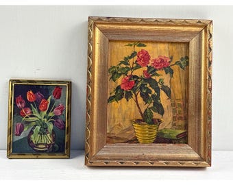 Juego de arte en miniatura floral vintage