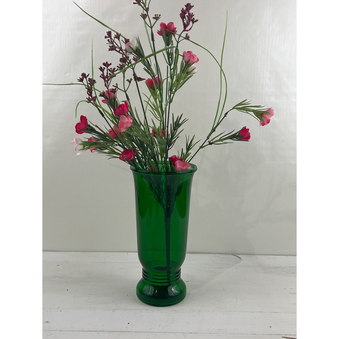 Vintage Napco Forest Green Glass Vase Etsy