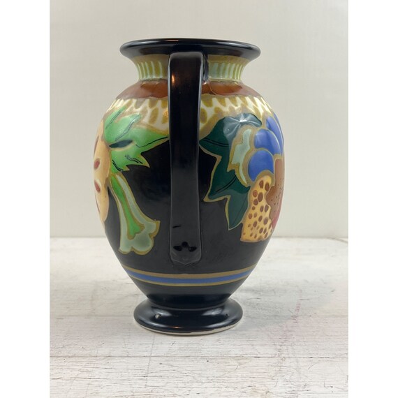 Vintage Art Deco Colorful Floral Japanese Pottery Vase - Etsy