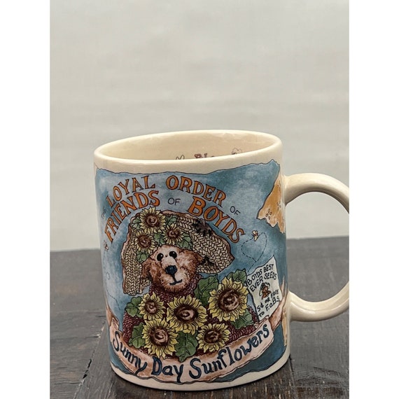 Vintage 1998 Boyd's Bearware Pottery Sunny Day Sunflowers Coffee