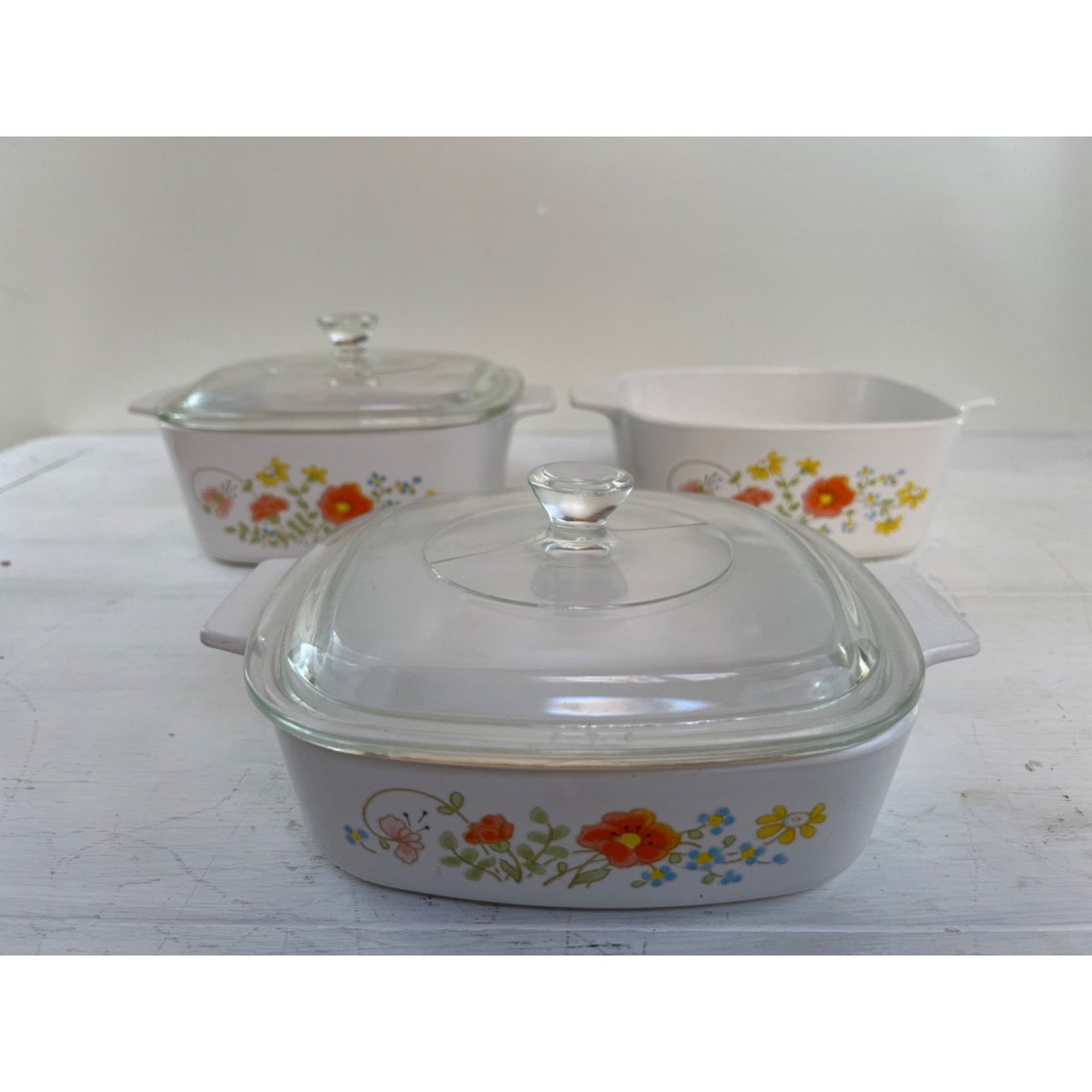 Vintage Corning Ware Wildflower Pattern Casserole Dishes W/ - Etsy