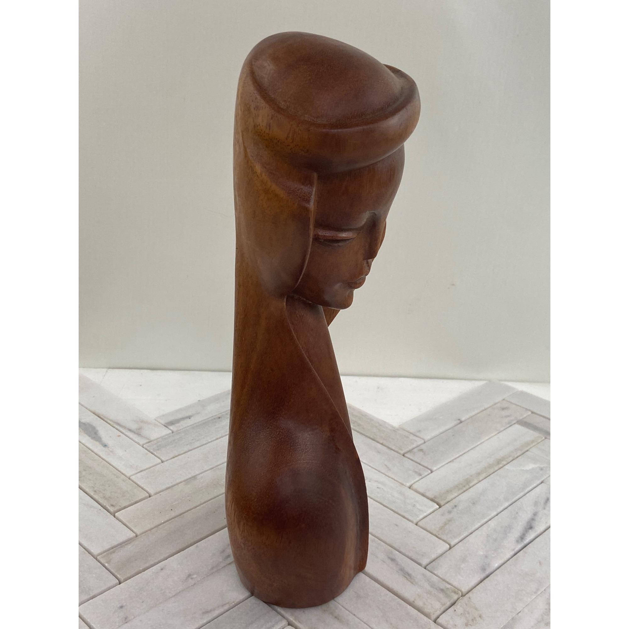 ヴィンテージ MCM 12インチ 手彫り木製抽象女性胸像彫刻 - Etsy 日本