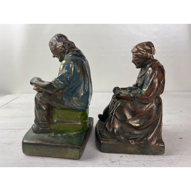 Antique Armor Bronze Bookends Circa 1920's Old Couple Etsy