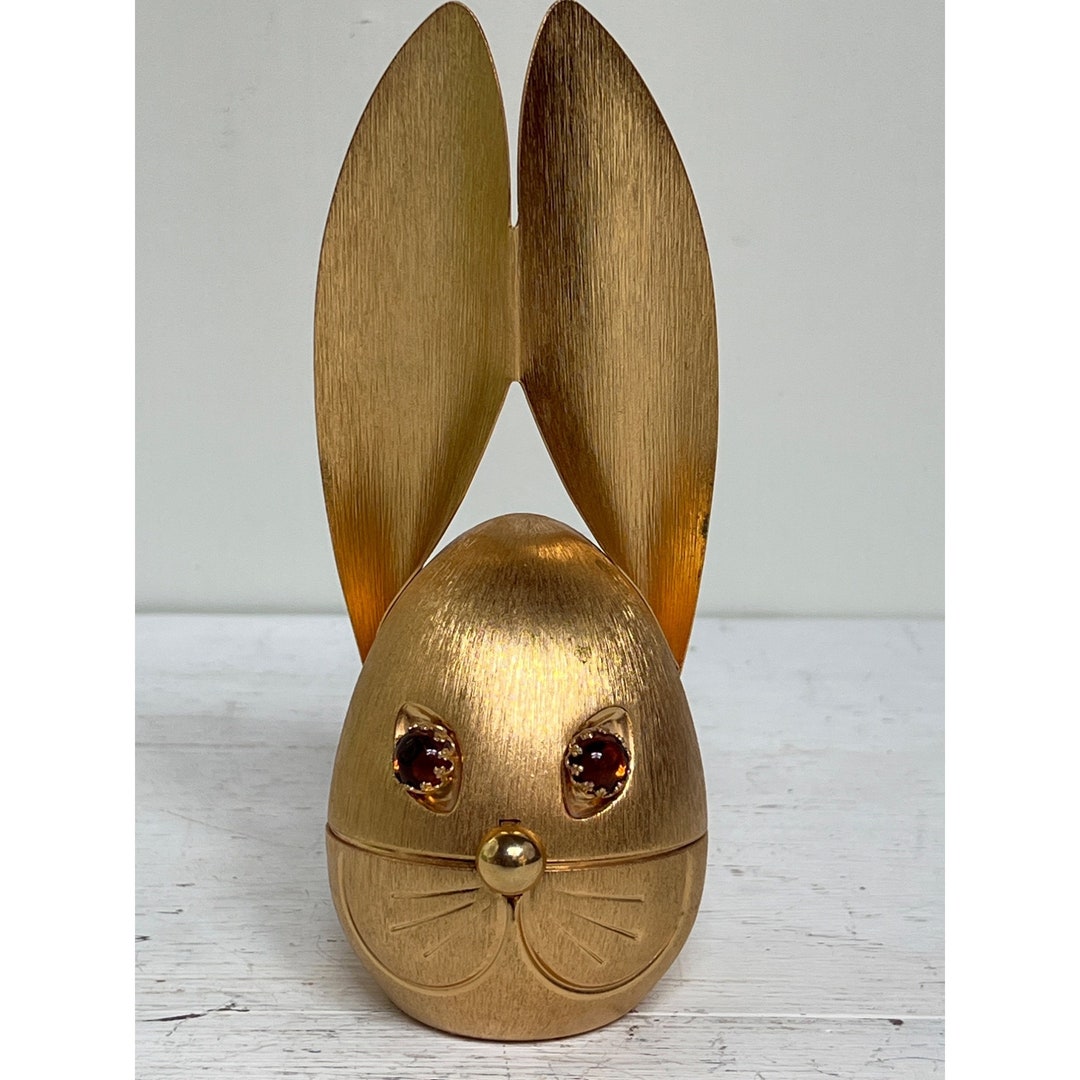 Vintage Brushed Gold Tone Bunny Rabbit Coin Bank by Napier Etsy
