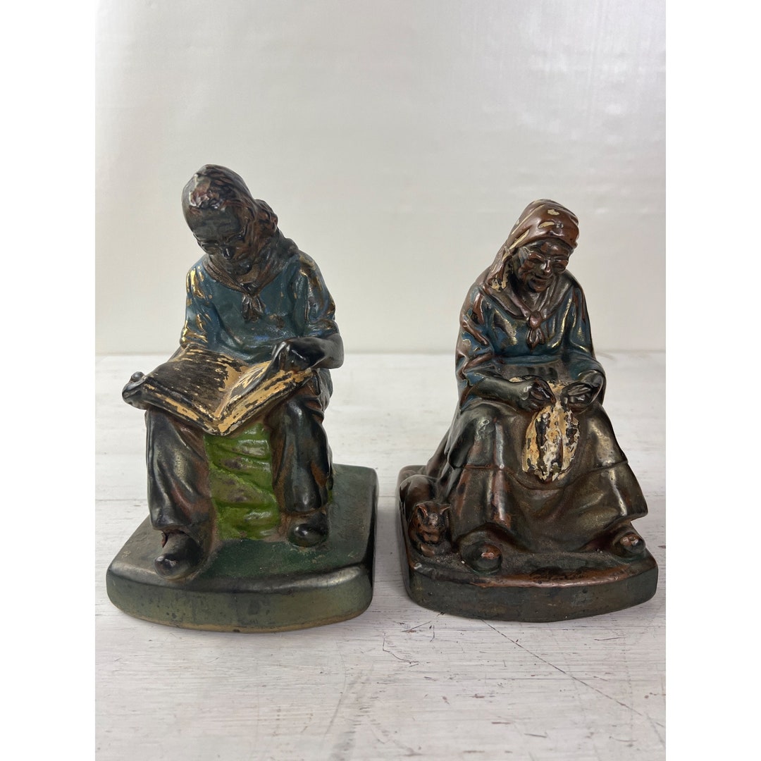 Antique Armor Bronze Bookends Circa 1920's Old Couple Etsy