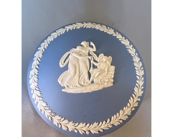 Vintage Wedgwood Blue Jasperware Lidded Trinket Box