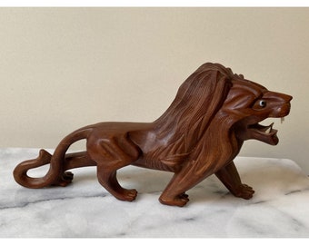 手彫りの木製中国獅子像、ヴィンテージ装飾 - Etsy 日本