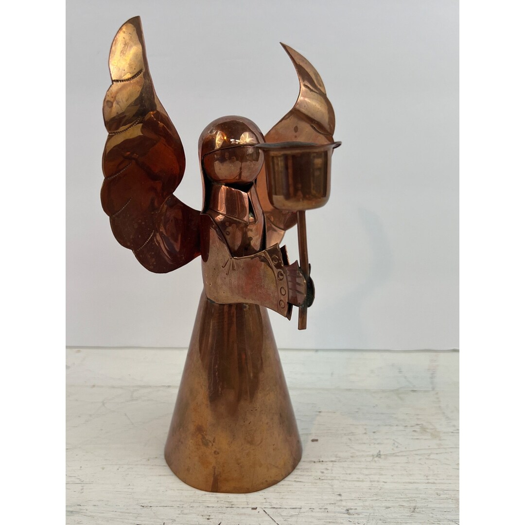 Vintage Brass and Copper Angel Candle Holder, Handmade Etsy