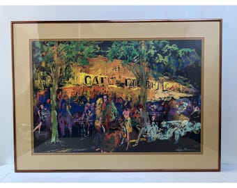 Vintage MCM LeRoy Neiman ""Café De Flore La Nuit"" Gerahmter Druck