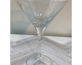 Mid-Century Modern Frosted Grass Blade Martini Glass