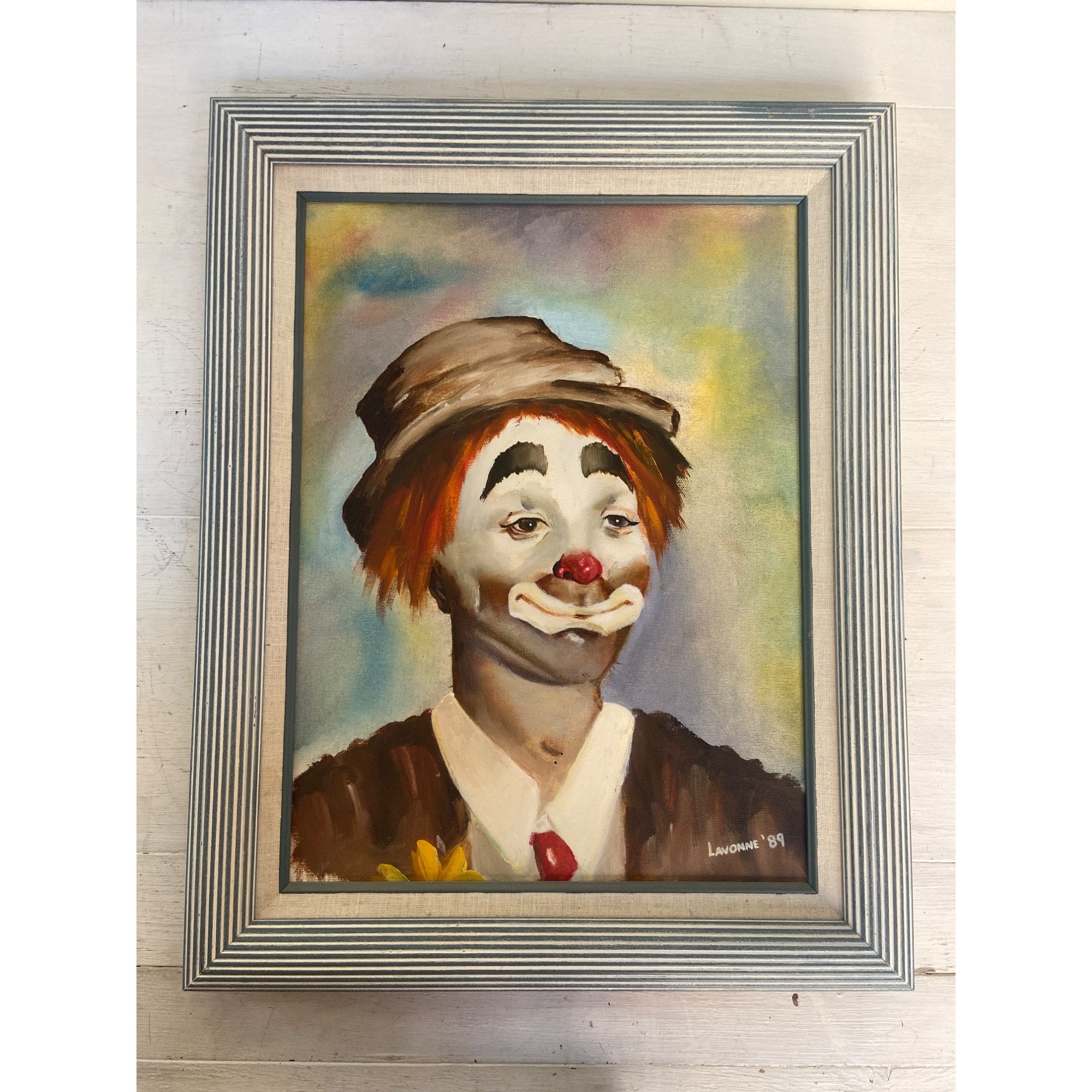 ピエロの絵画 1989年ヴィンテージのラヴォンヌ作のピエロの絵画 - Etsy 日本