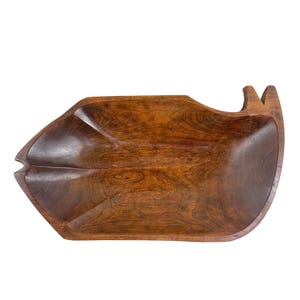 Vintage Hand-Carved Wooden Fish-Shaped Bowl Decorative Serving Tray